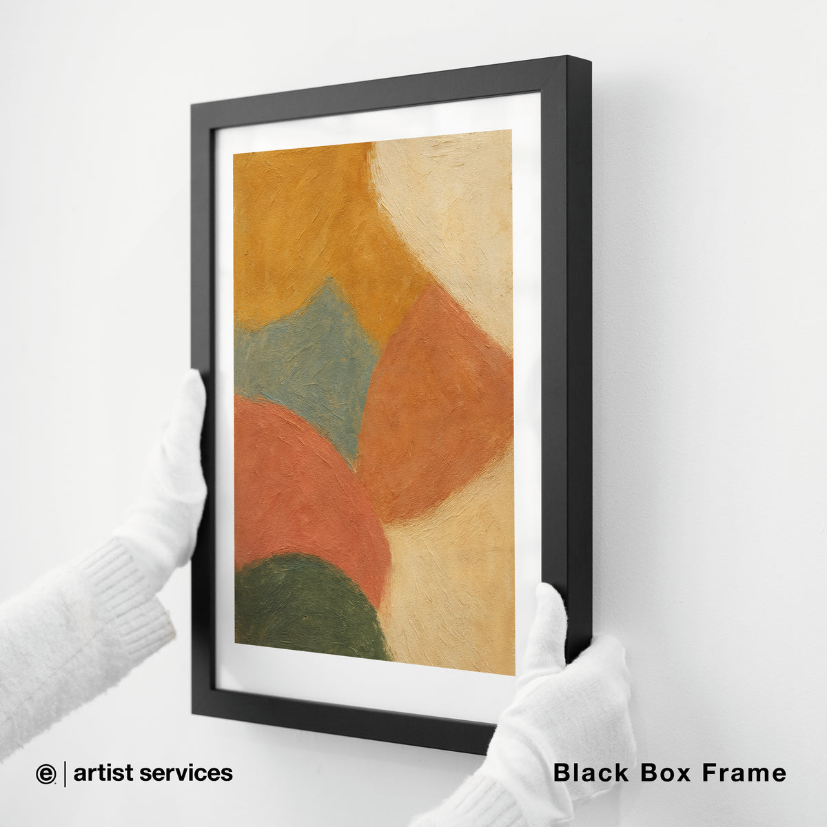 Breathing Color Textured Cotton Rag | SIMPLE FRAMED + STANDARD GLASS | Black Box Frame