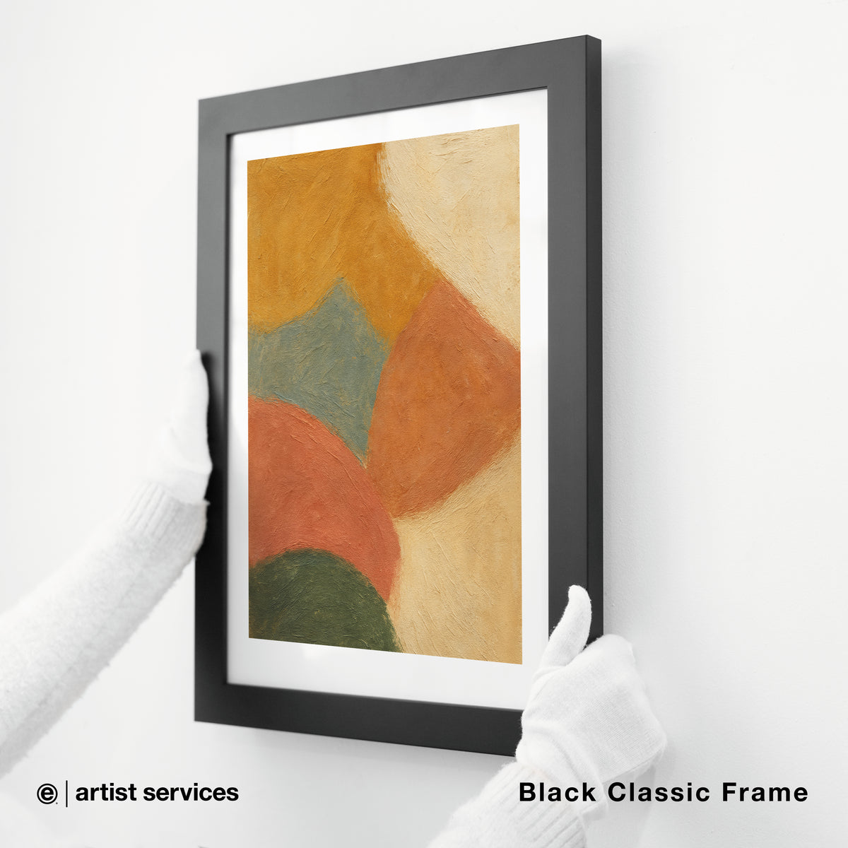 Breathing Color Textured Cotton Rag | SIMPLE FRAMED + STANDARD GLASS | Black Classic Frame