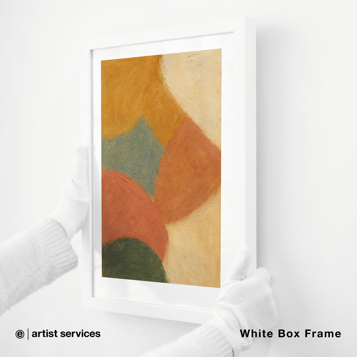 Breathing Color Textured Cotton Rag | SIMPLE FRAMED + STANDARD GLASS | White Box Frame