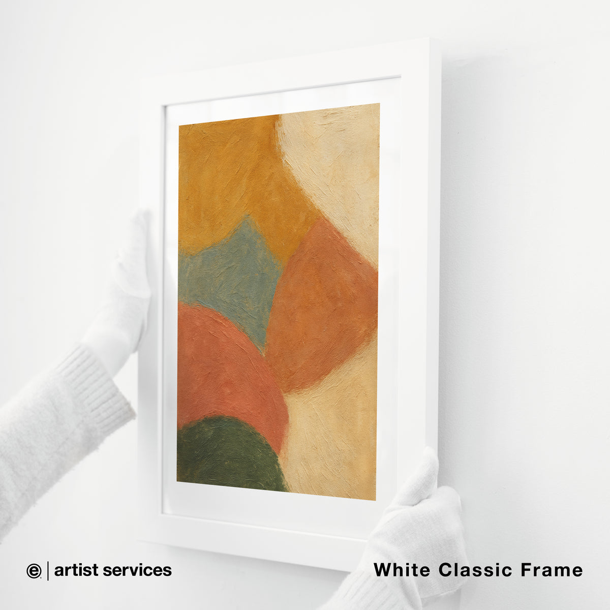 Breathing Color Textured Cotton Rag | SIMPLE FRAMED + STANDARD GLASS | White Classic Frame
