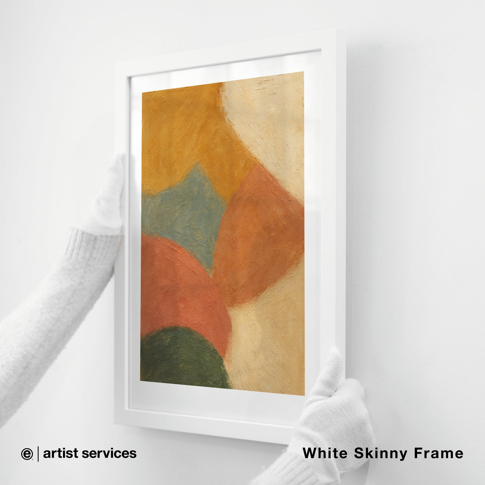 Breathing Color Textured Cotton Rag | SIMPLE FRAMED + STANDARD GLASS | White Skinny Frame
